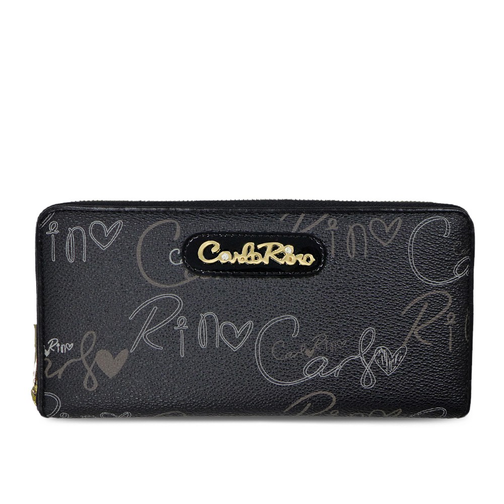 Carlo Rino Calligraphy Monogram Zip-Around Wallet - Black | Shopee Malaysia