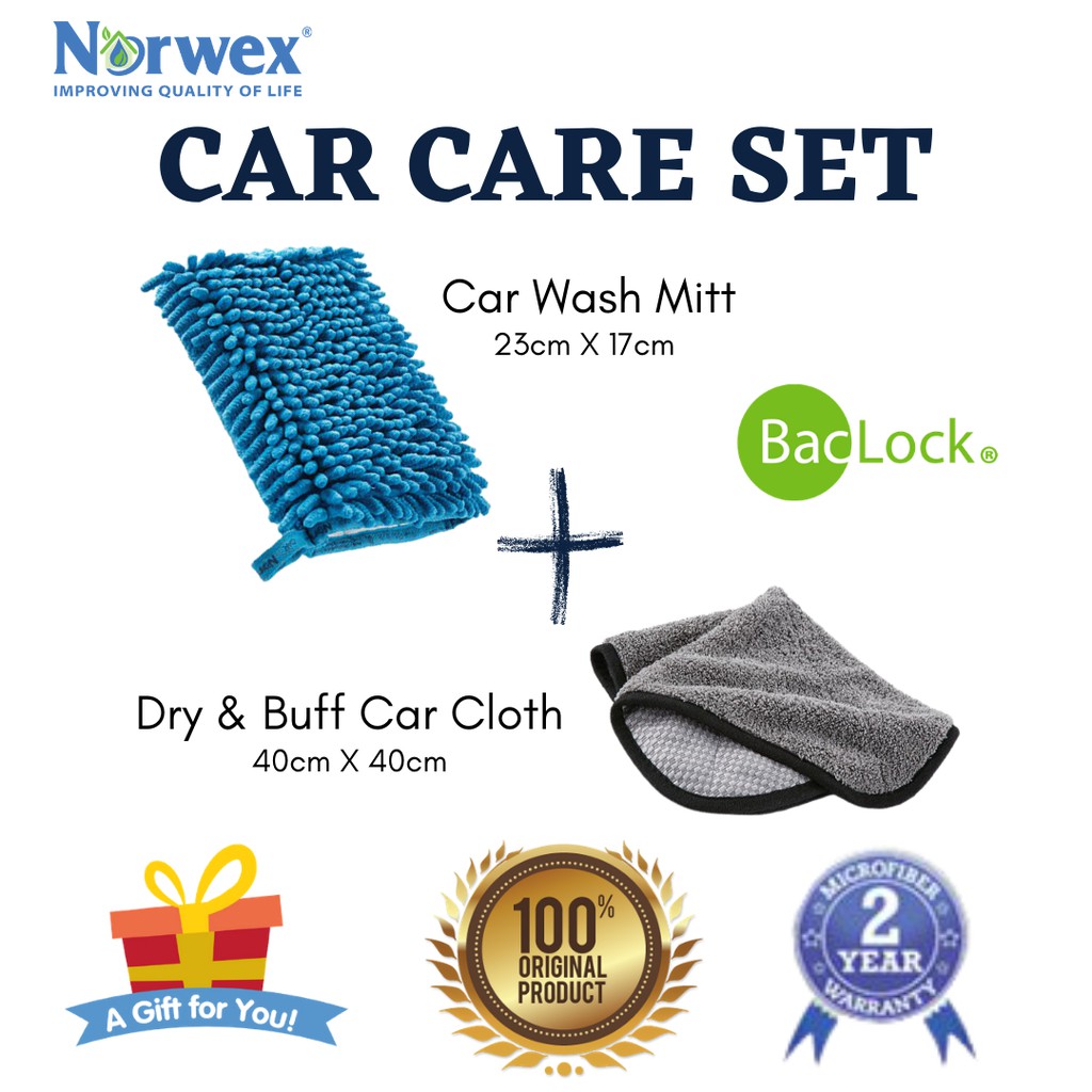 💥[HOT ITEM] CAR WASH MITT + CAR CLOTH NORWEX 100 ORIGINAL Shopee