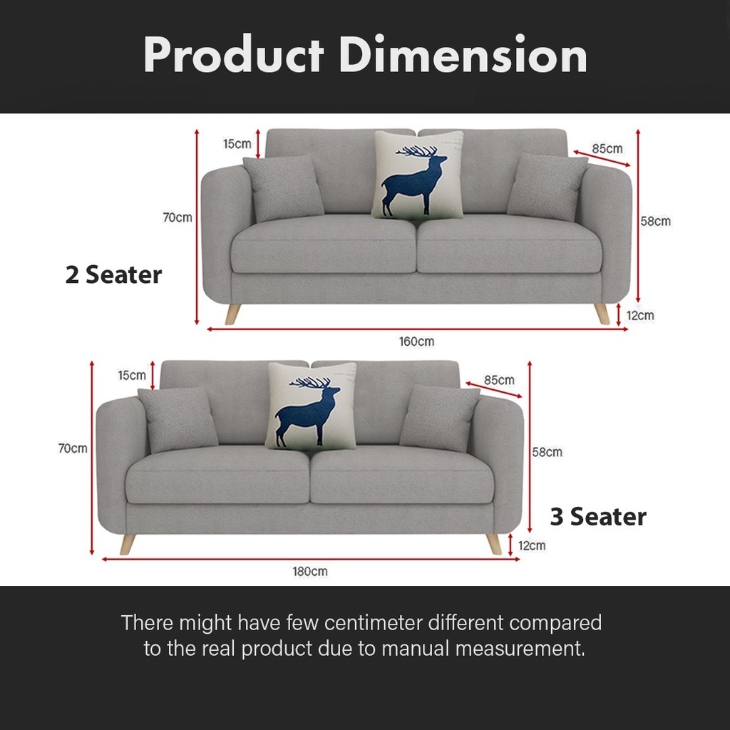 FINSSO: ROSELYN 2 & 3 Seater with FREE stool Sofa Home Living Room Furniture