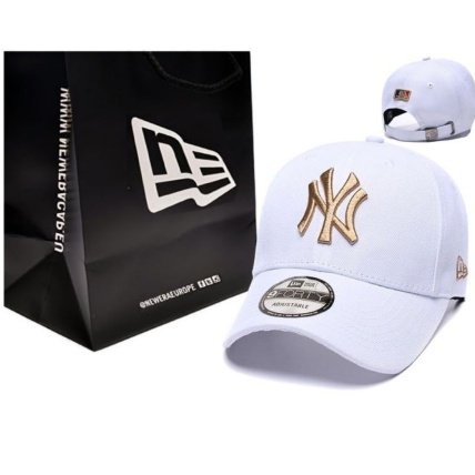 7D6E 1.1 PROMO BIG SALE SHOPEE Baseball Cap NY New York Yankees White Gold White Gold Gold Embroidery IMPORT