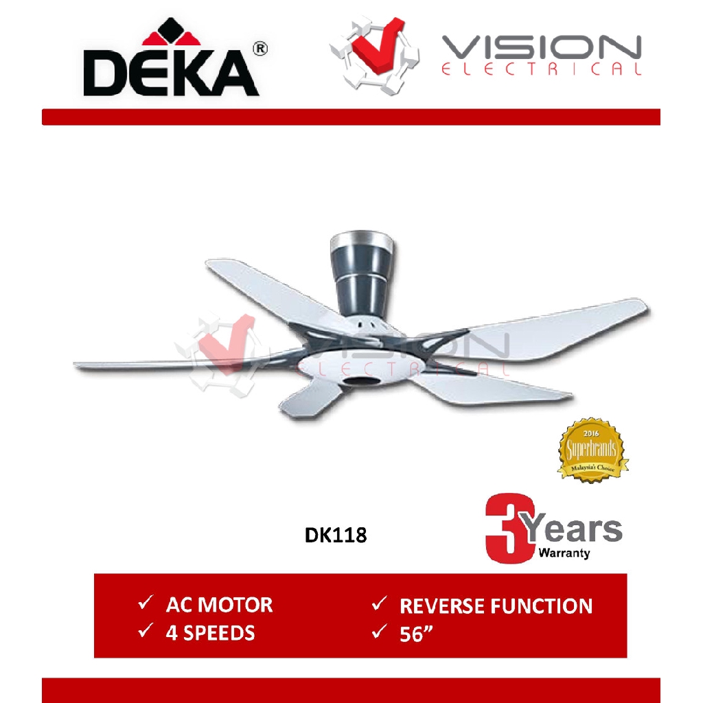 Deka 5 Blades 56 Ceiling Fan With Remote Control And Reverse