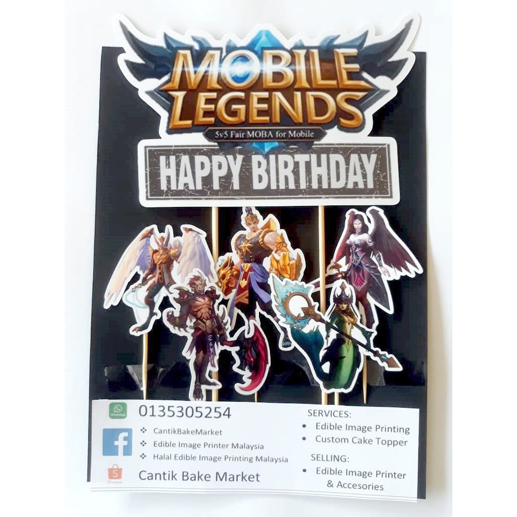 MOBILE LEGEND Cake Topper Happy Birthday Ready stock Laminated Material ...