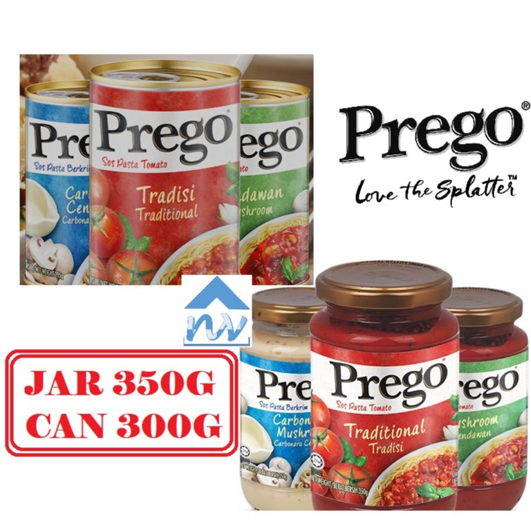 Prego Pasta Sauce Traditional, Cabornara, Mushroom Small Jar 350g / Can ...