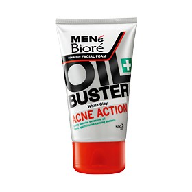 Biore Men's Non Scrub Facial Foam Oil Buster Acne Action 100g