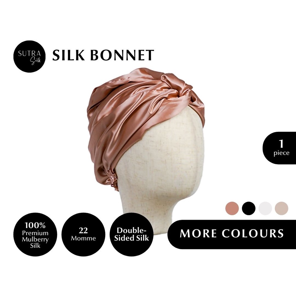 SUTRA SILK Double-Sided Silk Bonnet 100% Pure Mulberry Silk 22 momme