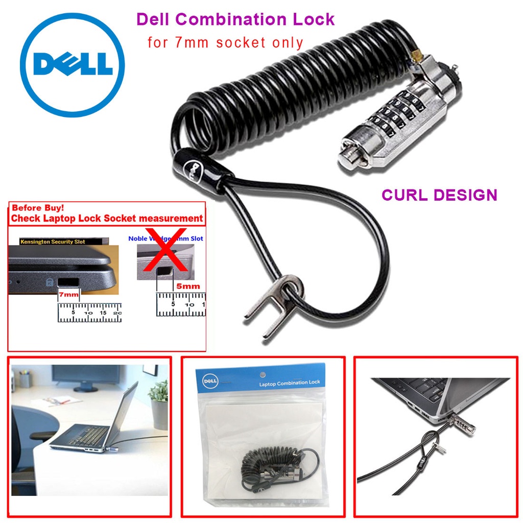 Genuine New Dell Kensington 7mm Tbar HighSecurity Combination Laptop