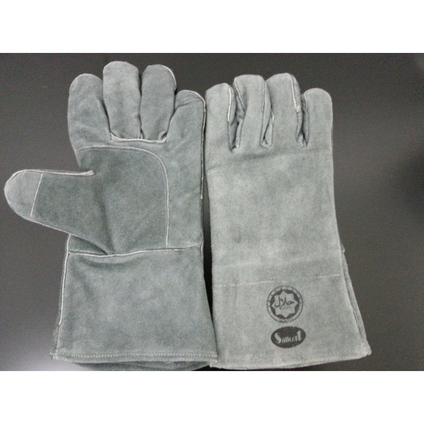 dark grey leather gloves