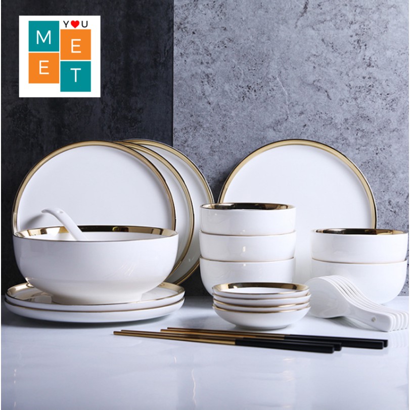 Local Ready Stock Nordic Ceramic Dinnerware Set Bowl Sauce Dish Plate