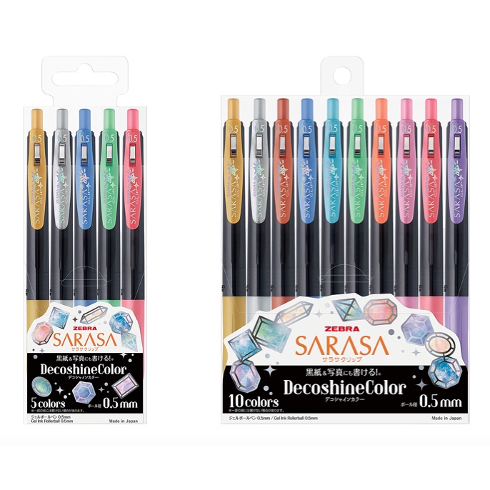 Zebra Sarasa 0.5mm Gel Pen Decoshine Set of 5 10 Color