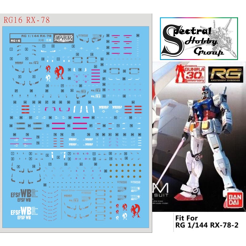 Decal Water Sticker Model Mg Rg Hg Rx 78 Assorted G3 Origin Fa 78 1 Rx 78 2 Rx78 Shopee Malaysia