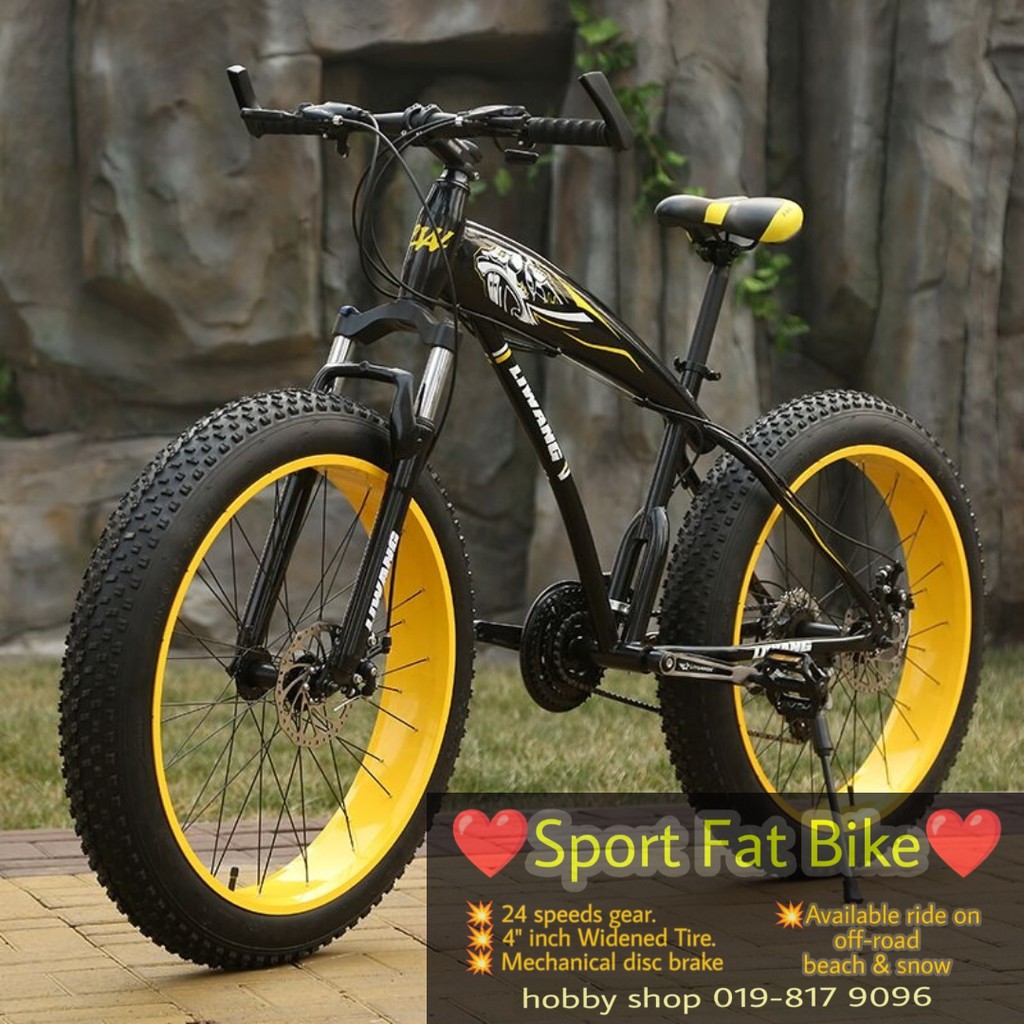 Mountain Fat bike 24 inch x 4 inch Fat tyre 21 speeds | Shopee Malaysia