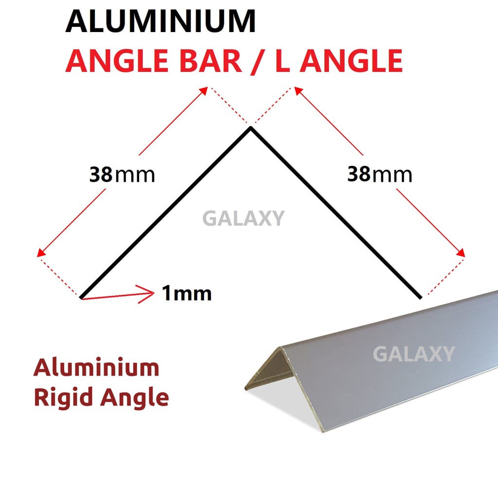 Aluminium Equal Angle ( 38mm x 38mm ) Aluminium Corner L Shape Angle