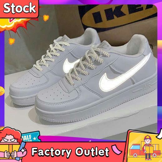 100 Original Kasut Nike Air Force 1 Af1 Reflective Unisex Low Top All White Casual Shoes Sneakers Running Shoes Couple Shoes Women Men Shoes Sports Shoes Shopee Malaysia