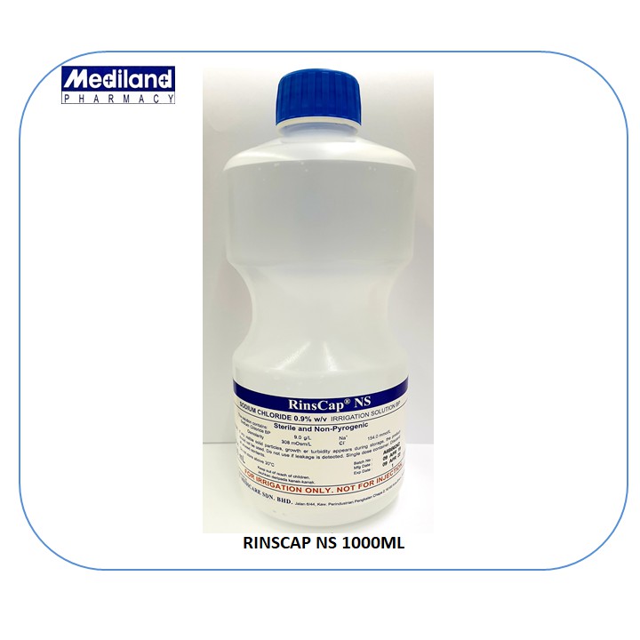 Rinscap Normal Saline Sodium Chloride 0 9 W V Irrigation Solution Bp 1000ml Shopee Malaysia