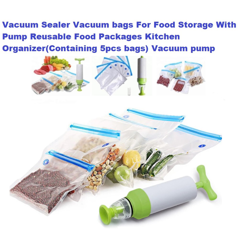 Manual Vacuum Sealed Bag Food Saver Storage with Hand Pump Sous Vide