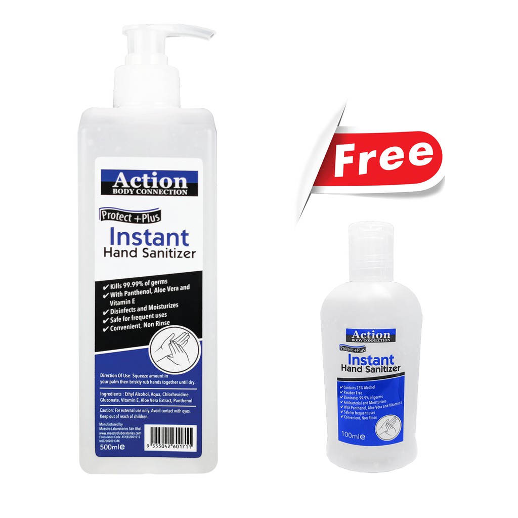 Action Instant Hand Sanitizer 500ml Free 100ml 免洗杀菌洗手液 Shopee Malaysia