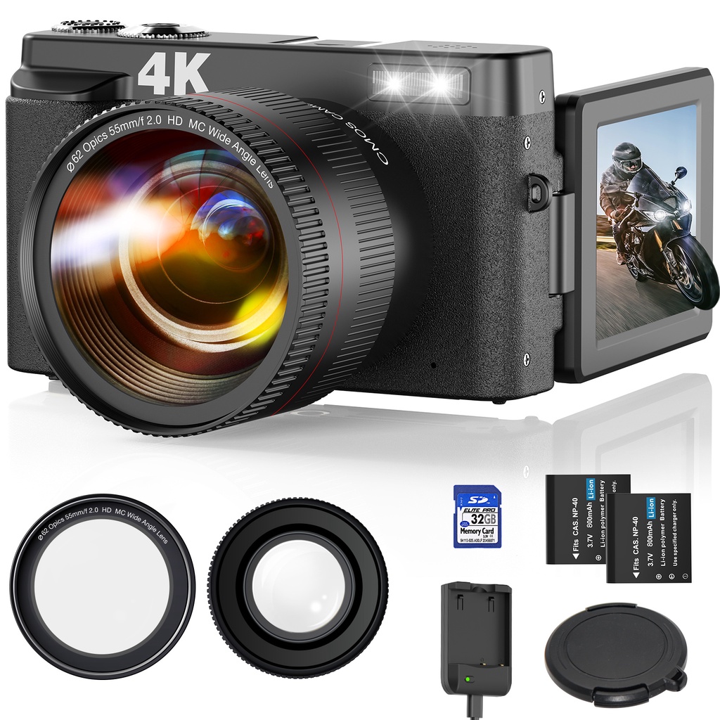 4K Digital Camera 48MP Video Camera 16X Vlog Digital Zoom Camera with ...