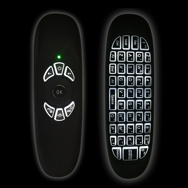 2 In 1 Wireless Game Keyboard Backlit Remote Control C120 Fly Air Mouse Rechargeable 2.4G Android Controller for Smart T