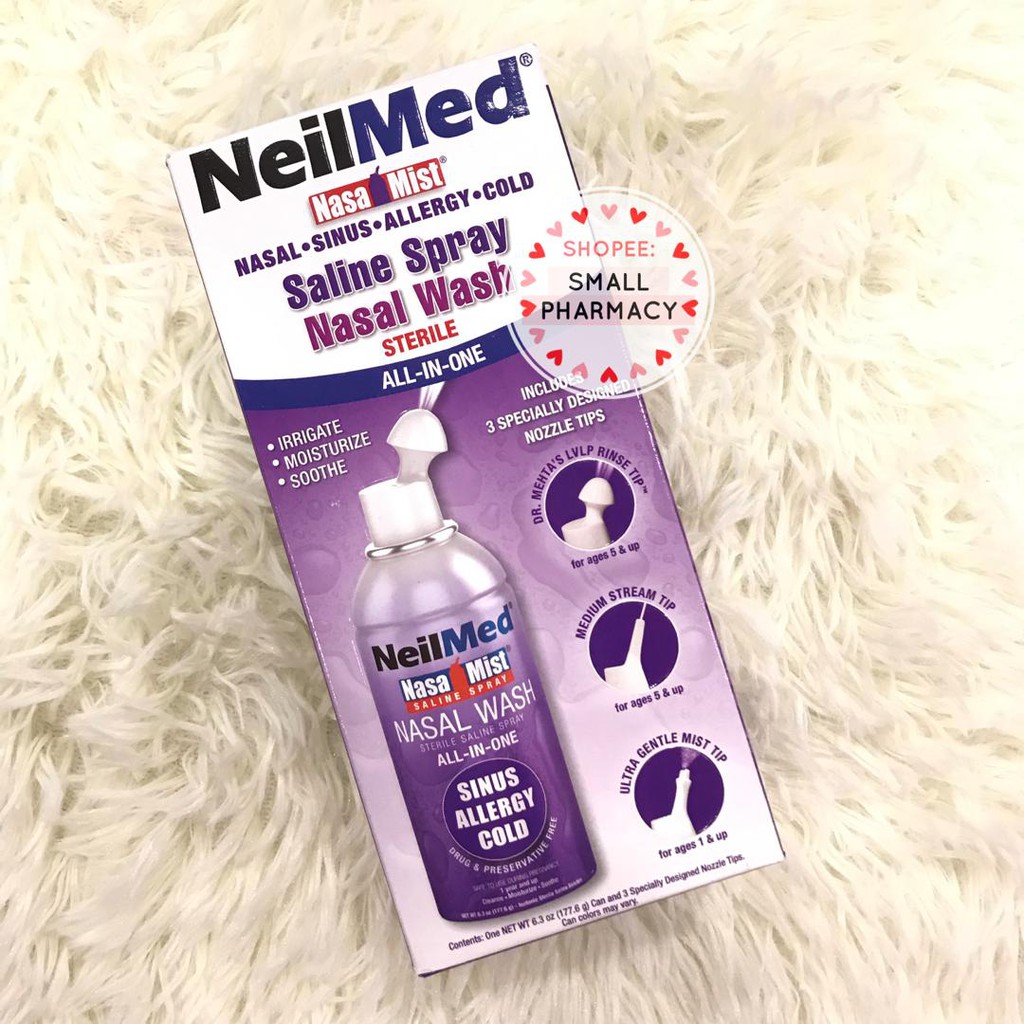 NeilMed NasaMist ALLINONE Saline Spray Nasal Wash Sterile 177ml
