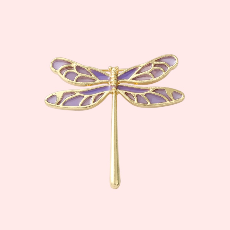 Purple Lilac Dragonfly Enamel Pin Spring Scarf Brooch Bag Clothes Lapel Pin Elegant Flower Jewelry Gift for Wife Lover