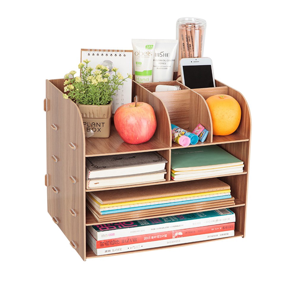 Desktop Organiser Wooden Desktop Storage Box Drawer Desk Stationery Organiser Letter Files Rack Shopee Malaysia