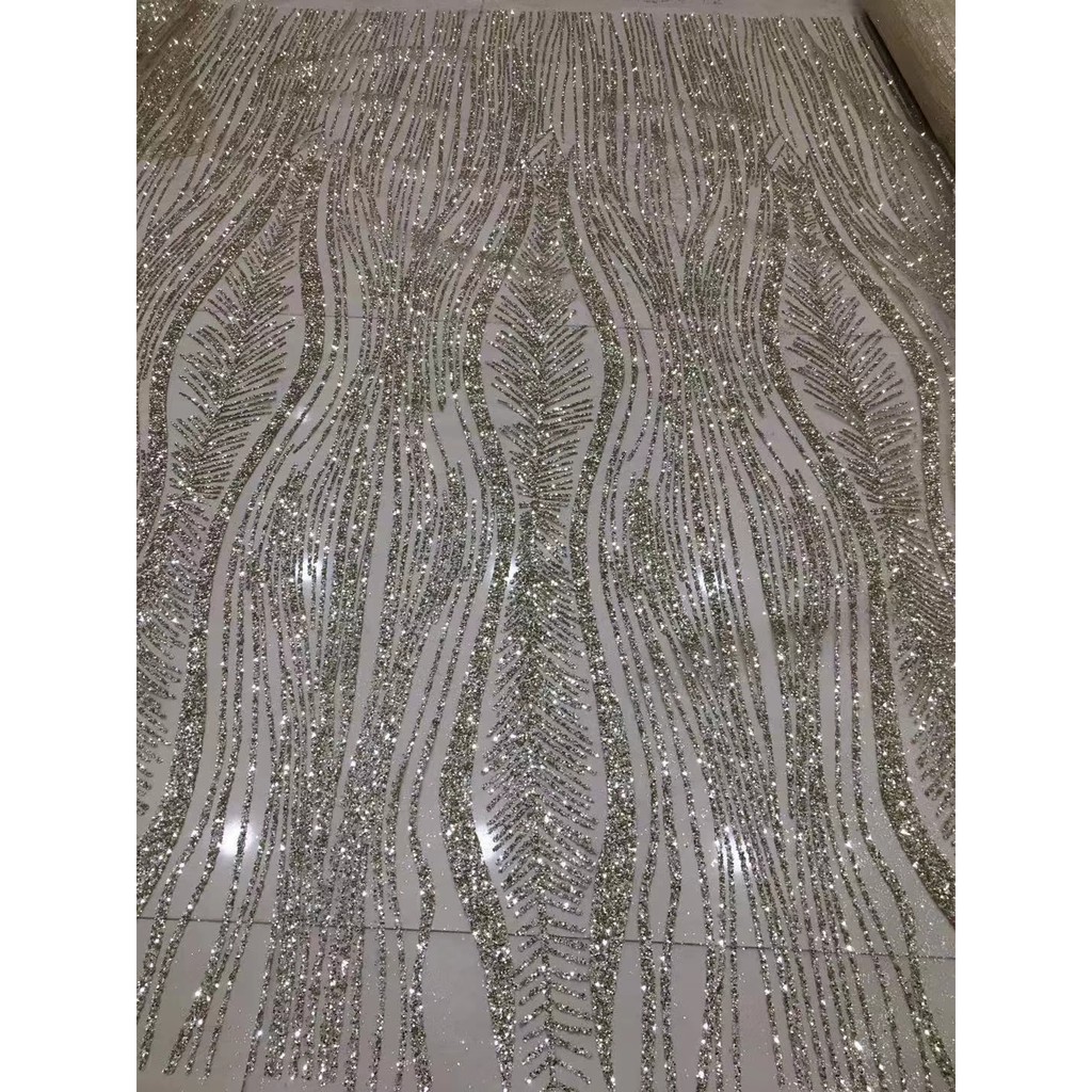 Ready Stock Gold Sparkle Glitter Lace Soft Tulle Bridal Mesh Lace