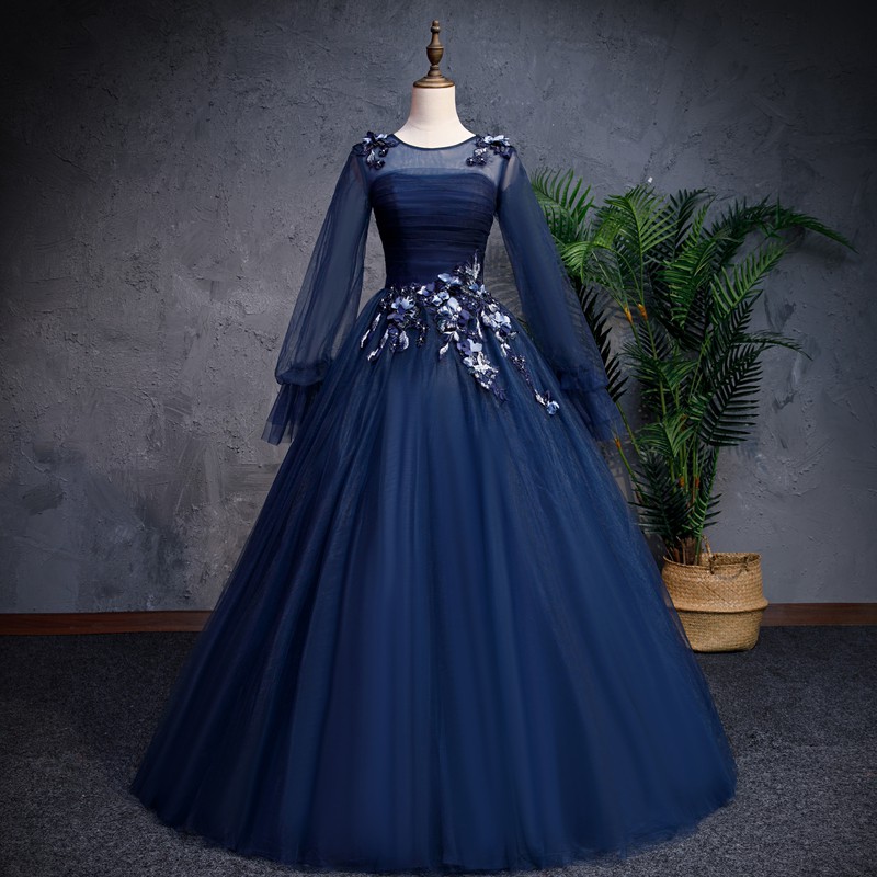 dark blue wedding dress