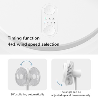 JISULIFE Rechargeable Fan Table USB Stand Portable Oscillating ...