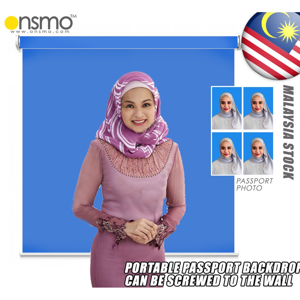 Onsmo Blue Passport / Chrome Blue Screen type roll down backdrop  x   (Malaysia Ready Stock) | Shopee Malaysia