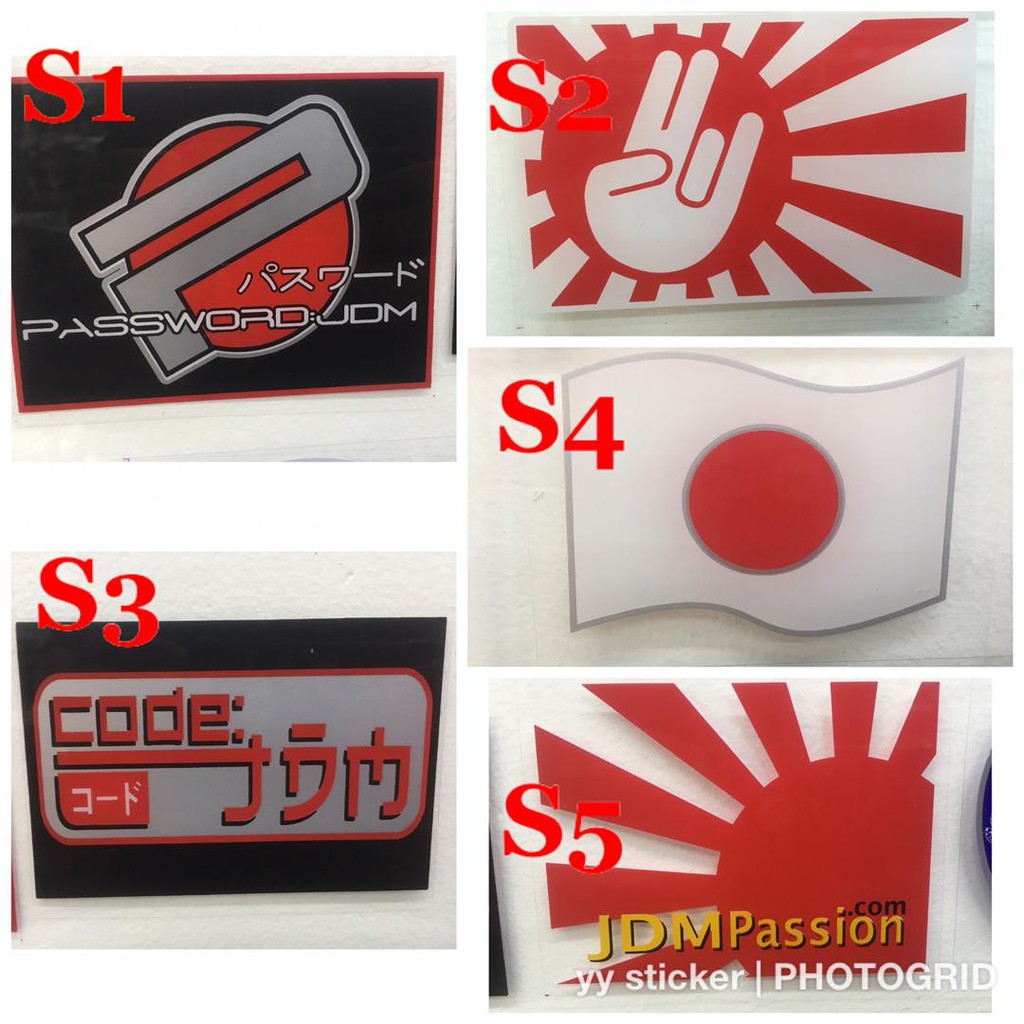 STICKER JDM JAPAN TAMPAL DARI DALAM CERMIN KERETA PERODUA KANCIL MIRA MODERNO KENARI KELISA GINO ...