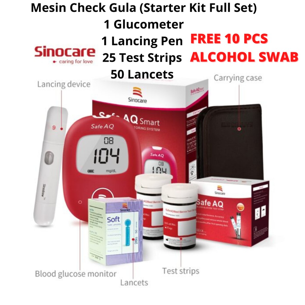 Buy Glukometer Mesin Check Gula Dalam Darah Kencing Manis Sinocare Aq Blood Glucose Meter Glucometer Full Starter Set Seetracker Malaysia