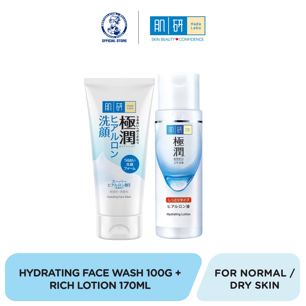 Hada Labo Hydrating Face Wash 100g + Rich Lotion 170ml For Normal
