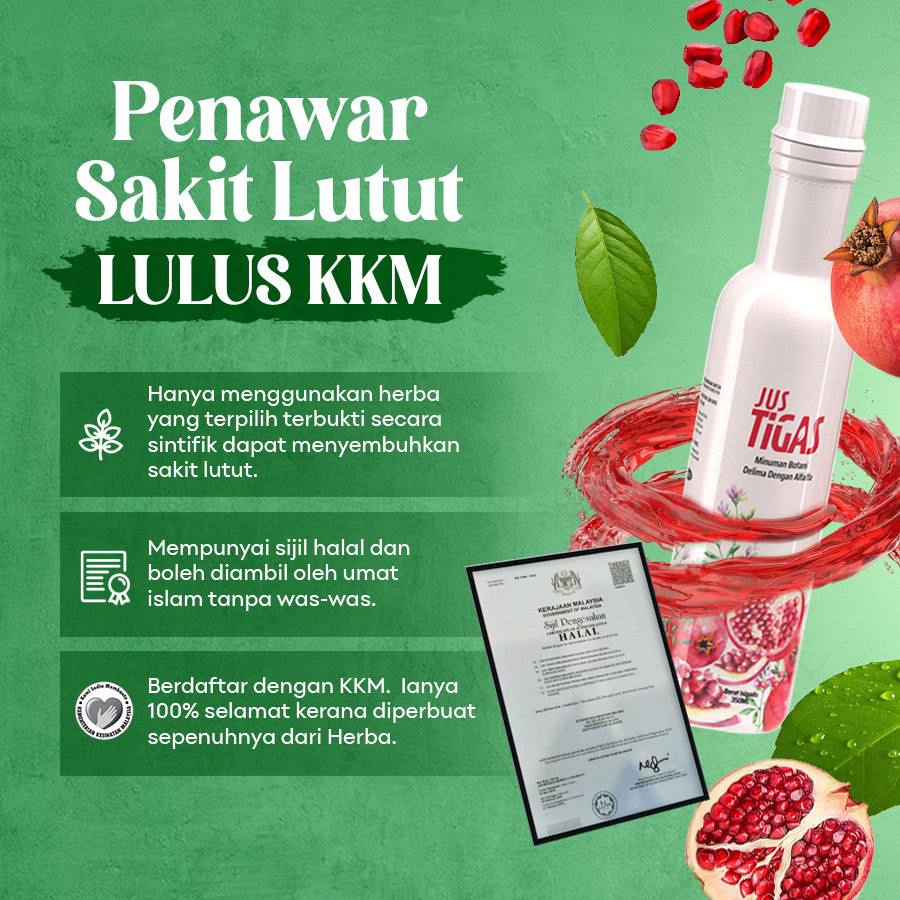 Jus Tigas 350ml Penawar Sakit Lutut Dan Sendi Original Hq Free E Book Shopee Malaysia