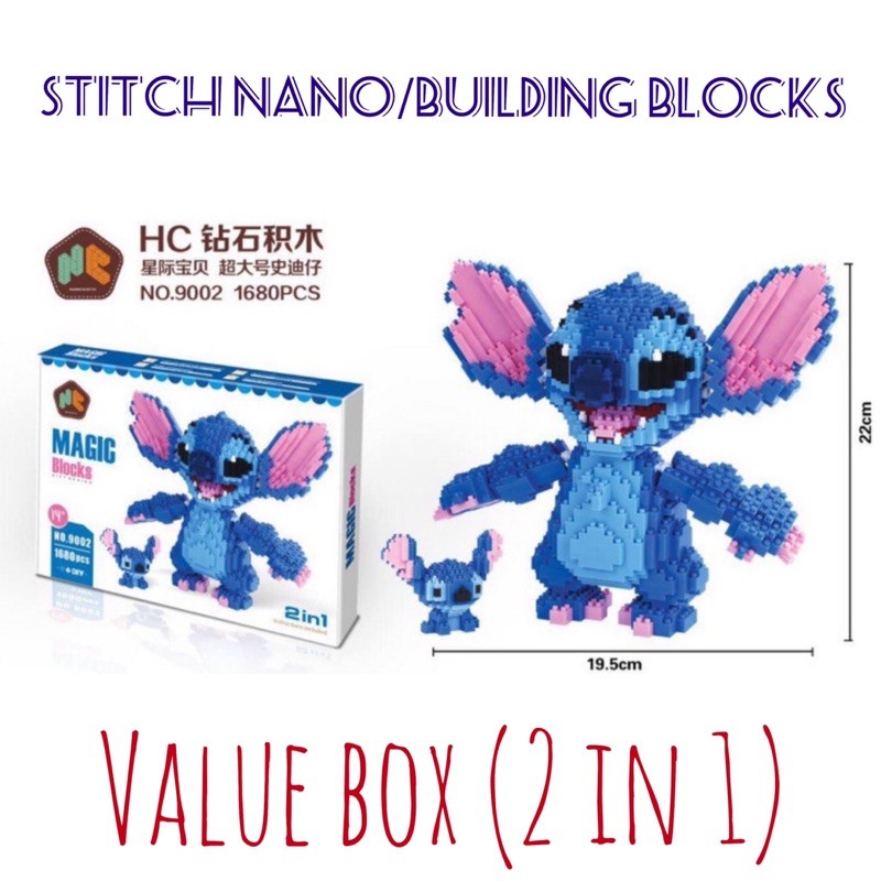 STITCH (2 in 1) Nanoblocks DIY Building Magic Blocks 1680 pcs HC No ...