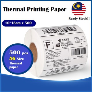 [500pcs] 100x150mm A6 Waybill Thermal paper  LZ | Shopee standard Barcode Sticker 热敏纸 kertas waybill printer