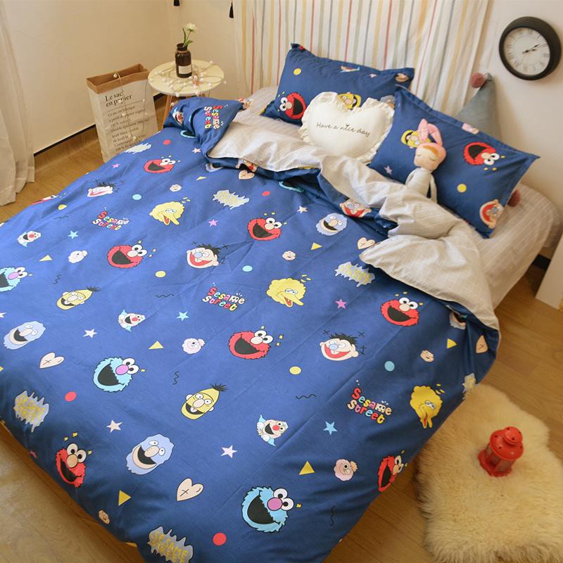 Cute Cartoon Sesame Street Four Piece Set Hong Kong Style Cec Male And Female Bedroom Is Of Bed Linen Three Piece 1 2