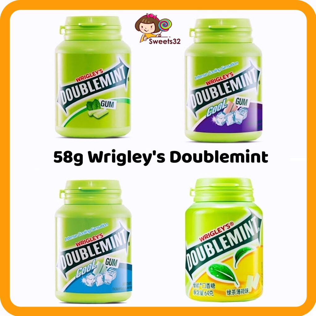 58gm Wrigley S Doublemint Chewing Gum Bottle 箭牌罐装口香糖 Peppermint Mentrol Blackcurrant Green Tea