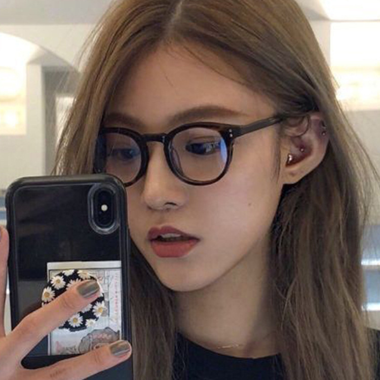 Internet Celebrity Same Style Mi Nail Glasses Frame 2021 New Xiaohongshu Tiktok Korean Style Retro Small Frame 18016 Plain Glasses Men's And Women's Same Style Street Shot Glasses Glasses
