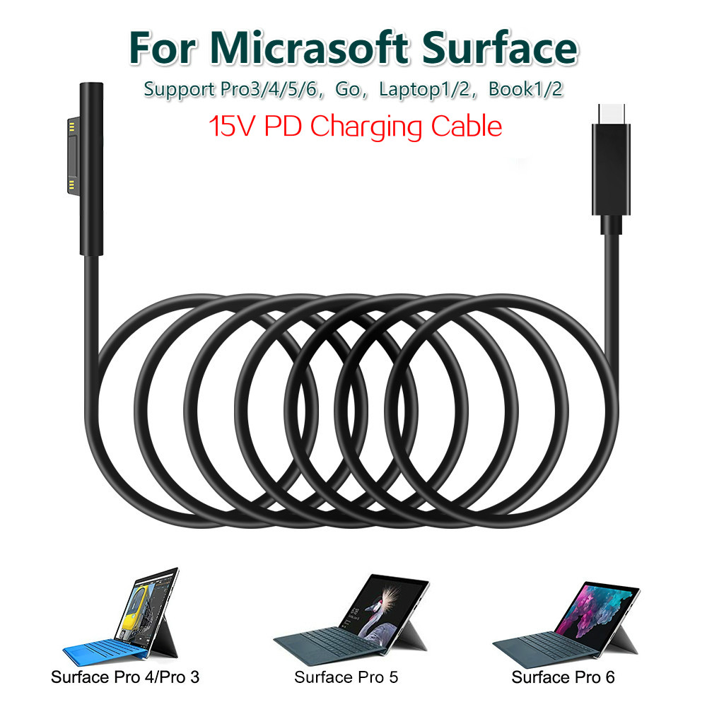 USB Type C 15V PD Charging Cable for Microsoft Surface Pro 3456 GO/BOOK