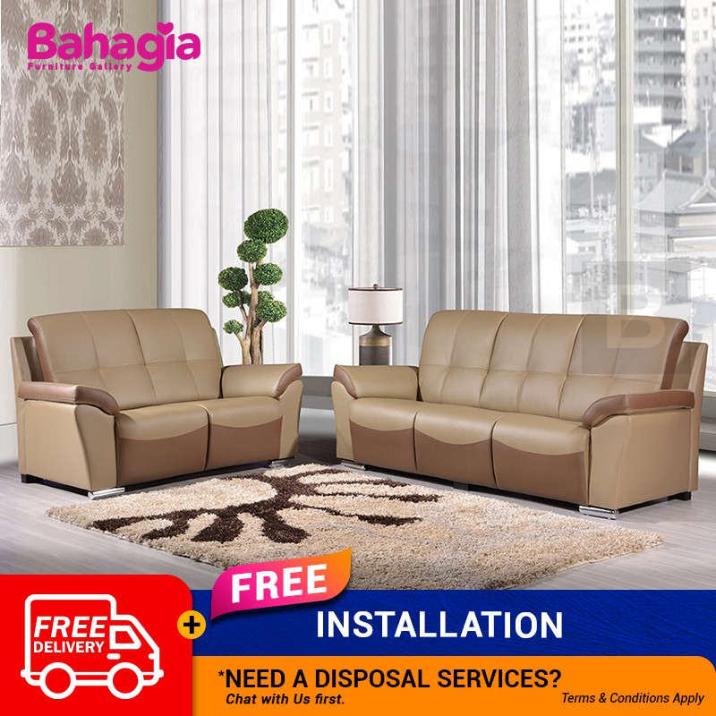 Bahagia Trinity 2 Seater 3 Seater Cappucino Casa Leather Sofa