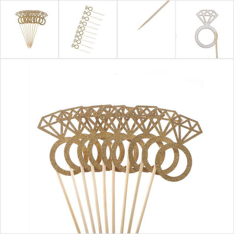 Bsw 10pcs Diamond Ring Cupcake Toppers Engagement Wedding Party