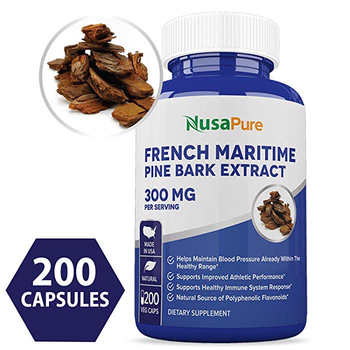 NusaPure French Maritime Pine Bark Extract 300mg 200 Veggie Capsules