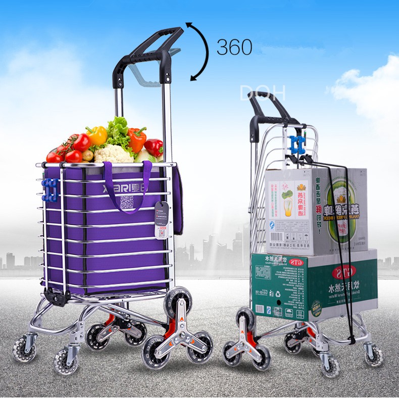 Climb Stairs Shopping Cart Trolley 8 Wheel Aluminium Folding Market