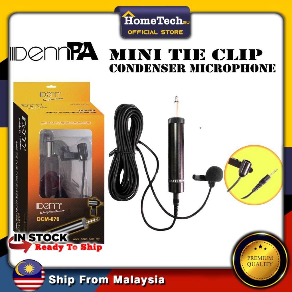 DENN Mini Tie Clip Condenser Microphone Presentation Clip Mic