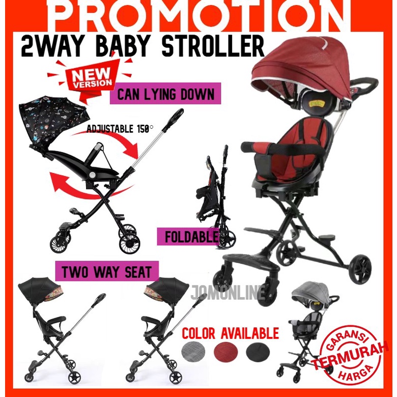 ~Ship From KL~ New Version 2 Way Magic Stroller can Lying down stroller Kids Stroller Magic Foldable Stroller Lipat