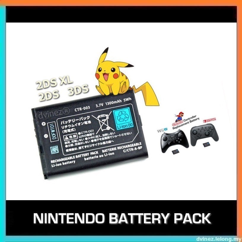 Nintendo 2ds 2dsxl 3ds Switch Wii U Pro Controller Ctr 003 1300mah Battery Pack With Tool Shopee Malaysia