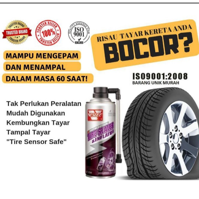 Ready Stok Tiada Lagi Masalah Tayar Bocor Diy Tyre Sealant Inflator Tampal Pam Tayar Kereta Motor Tubeless Shopee Malaysia