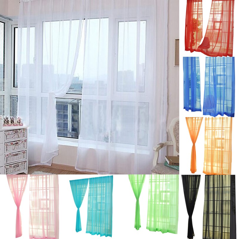 Tulle Voile Curtain Drape Panel Sheer Window Screening Wedding