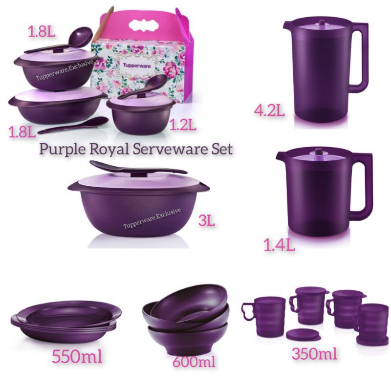 Full Set Royale Purple Serving Set Tupperware Original ✅ Ready Stock