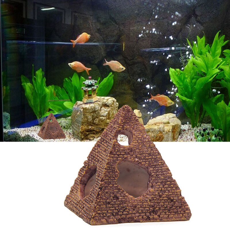Fish Tank Egyptian Pyramid Decoration Aquarium Egypt Ancient Building Ornament Rock Cave House For Shrimp Hiding Ee Malaysia - Diy Aquarium Rock Decorations